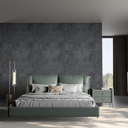 JSEVEM 16"×354" Industrial Blue Grey Concrete Wallpaper Peel and Stick Extra Thick Faux Gray Blue Concrete Cement Contact Paper Vinyl Matte Textured Sticker for Bedroom Garage Pantry Basement Walls