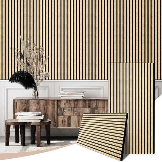 AKK-Stave Acoustic Wood Slat Wall Panels, 47.2" X 23.6" X 0.7" 15.5ft² Sound Absorbing Acoustic Panels for Walls –Wall Panels for Stylish Interiors (13# Classic Oak, 2pack -47.2x23.6in)