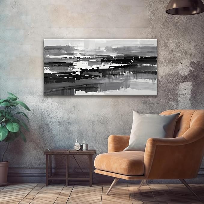 Abstract Wall Art For Bedroom Office Decor Grey And White Wall Art Painting Canvas Art Wall Decor Prints Ready To Hang Abstract Art Pictures 20×40 Inch