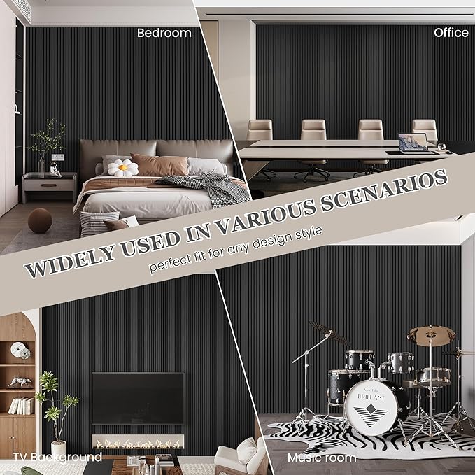 2 Pack 105.9" x 20.5" x 0.8" Acoustic Wall Panels Sound Absorbing, Wood Slat Wall Panels for Wall Decor, Soundproof Wood Wall Panels, Dark Gray