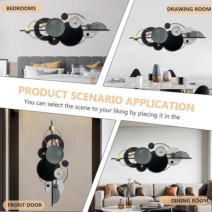 Metal Wall Art Modern Geometry Wall Decor 59"L X22" W Large Black Abstract Wall Sculptures,Wall Decor for Living Room, Office, Home, Bedroom, Kitchen, Bathroom Wall Décor