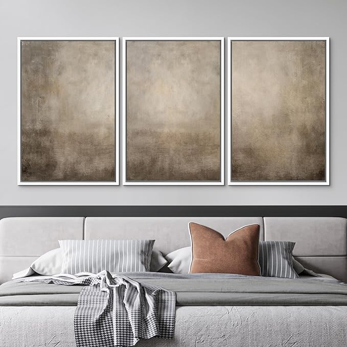 MUDECOR Framed Wall Art Print Set Neutral Abstract Landscape Illustrations Modern Art Boho Decorative Colorful Chic for Living Room, Bedroom, Office - 24"x36"x3 White