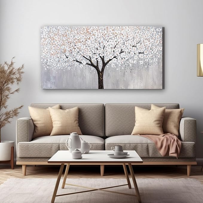 Canvas Wall Art Decor Artwork for Walls Black and White Wall Art Decor Tree of Life Wall Art for Living Room Vintage Tree Flower Wall Art Decorations Prints for Room Home Office Wall Decor 24"X48"