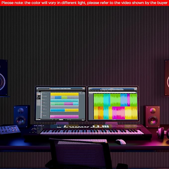 BUBOS 5 Pack Large Acoustic Panels,47.2" X 23.6" Self-Adhesive Acoustical Wall Panel, Sound Proof Panel for Office, Decorative Soundproof Wall Panels for Home Studio (Black 1)