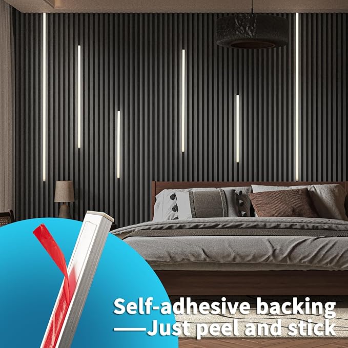 Art3d LED Recessed Lighting Kit - 6pcs Self-Adhesive White LED Light with Smart Switch, 3000k Touching Switch Light for Wood Slat Wall Panels Headboards Home Decor - Housing White