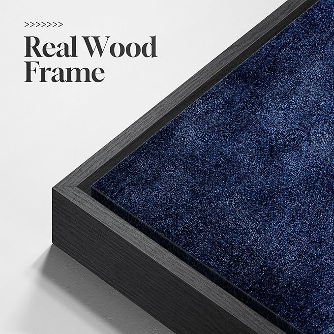 Large Framed Navy Blue Abstract Wall Art for Living Room, Modern Canvas Prints Paintings Artwork for Walls, Minimalist Blue Pictures for Hallway, Bedroom, Office Wall Decor -30x30 In