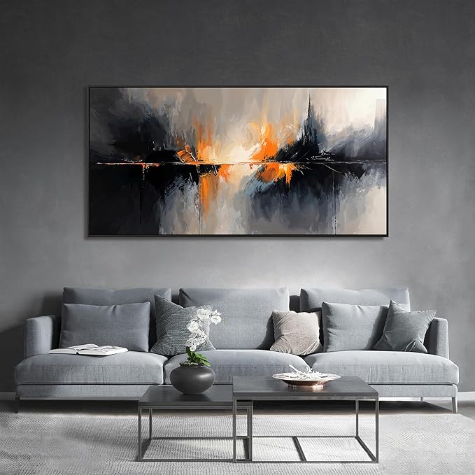 Abstract Wall Art Decor Black And White Wall Art Oversized Framed Wall Art Prints Art Work for Wall Decor Large Modern Wall Art Decor Abstract Canvas Art Bedroom Office Decorations 29" X 58"