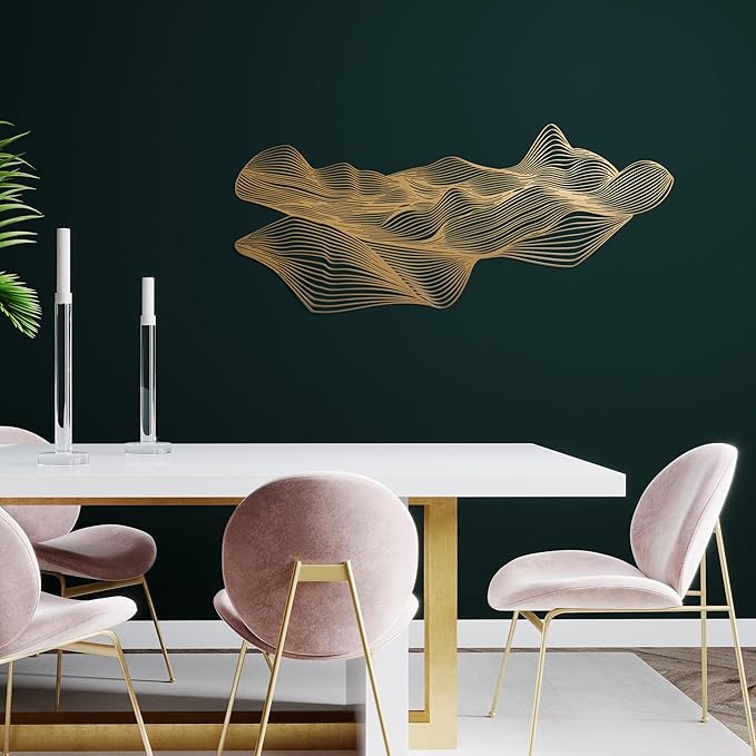 NEODECO Sand Dune Metal Wall Art - Minimalist Living Room & Bedroom Decor, Desert Nature Theme, Abstract Line Art, Housewarming Gift, Large Wall Art for Office & Home