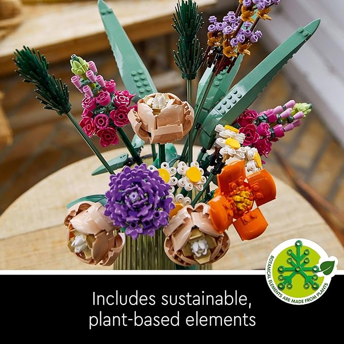 LEGO Botanicals Flower Bouquet Building Set - Artificial Flowers for Decoration for Home and Display, Ages 18+ - Small Fake Flowers for Table, Desk, Office - Gift for Birthdays - 10280
