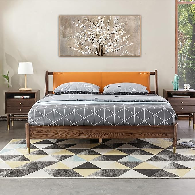 arteWOODS Framed Canvas Wall Art Plum Blossom Flowers Canvas Pictures for Living Room Bedroom Wall Decor Abstract Elegant Floral Canvas Art Prints Artwork Home Office Wall Decoration 29" x 58" Natural