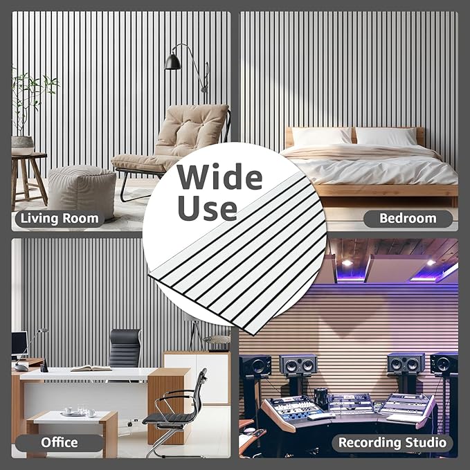 Art3dwallpanels 10 Pack Acoustic Panels, 48" X 12" X 0.43" Soundproof Wall Panels, Self Adhesive High Density Sound Absorbing Acoustic Treatment for Recording Studio, Office, White and Black