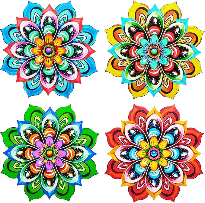 Metal Sunflower Wall Art Decorations - Handmade Outdoor Yard Garden and Indoor Outdoor Wall Decor, Creative Flower Hanging Set，Garden Decor for Outside