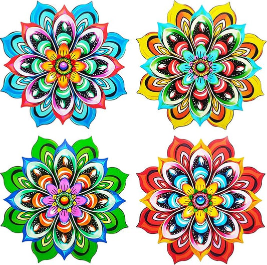 Metal Sunflower Wall Art Decorations - Handmade Outdoor Yard Garden and Indoor Outdoor Wall Decor, Creative Flower Hanging Set，Garden Decor for Outside