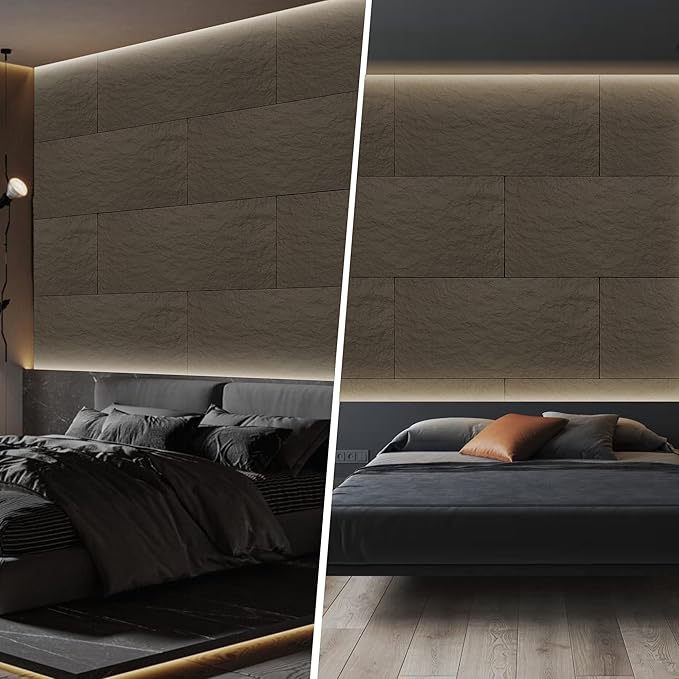 KASARO PU 3D Faux Stone Wall Panels, 4 PCS Wainscoting Panel for Interior Wall Decor, Cement Texture Accent for Home, Office, 47.2×23.6inch, Cement Grey