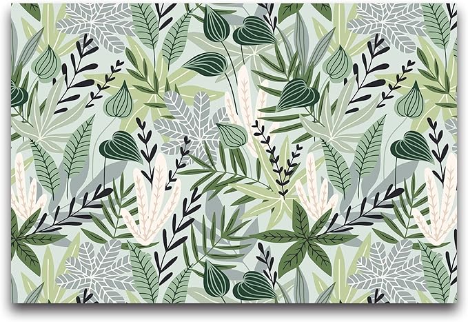 Cliouar-Watercolor Green Leaves Tropical Plants Bedroom Living Room Decoration Mural Wallpaper 103" x 69"(Not Self-Adhesive)