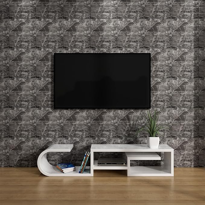 3D Wall Panels Peel and Stick in Grey White，20 PCS XPE Foam 3D Wallpaper, Faux Brick Wall Panels for Bedroom, Stairs, Kitchen