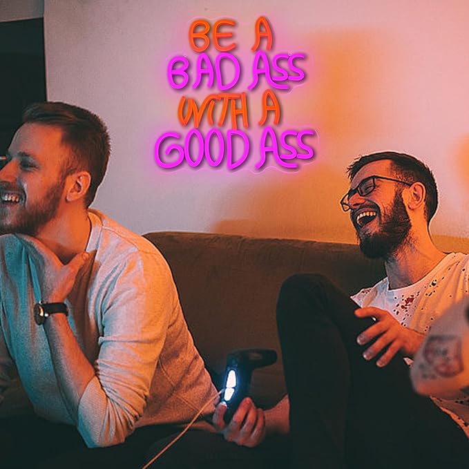Be A Bad One With A Good One Neon Sign for Wall Decor Orange Pink Light Up Sign with Adjusted Switch Usb Powered Pretty Letter Led Sign for Party Birthday Bar Pub Club Decoration(12.6*12.6 in)