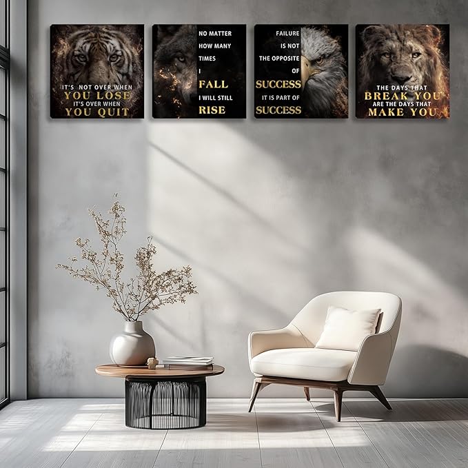 Motivational Wall Decor for Living Room Inspirational Wall Art for Office Workplace Canvas Wall Art Painting Poster Prints Artwork 12"x12"x4