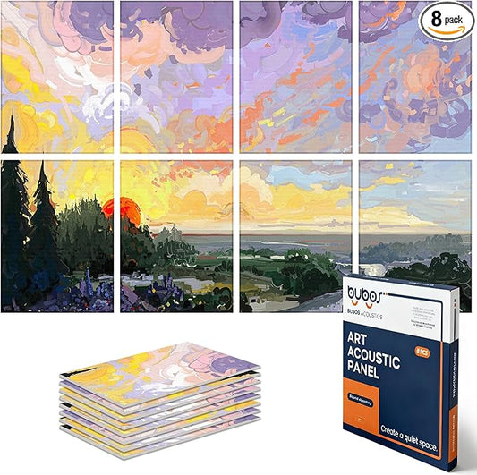 BUBOS 8 Pack Art Acoustic Panels Soundproof Wall Panel,47.2X31.4 Inches Sound Absorbing Panel,Self-Adhesive Decorative Acoustical Wall Panels, Acoustic Treatment for Ceiling Home Office(Oil Painting)
