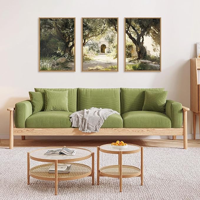 Ausril Garden of Gethsemane Landscape Framed Canvas Wall Art, Jerusalem Town Villages Scenery Prints, Jesus Boho Religious Decor, Christian Bible Art Painting for Bedroom Living Room Office 24"x36"x3