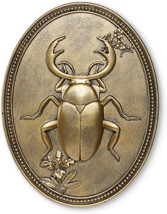 Newinhome Vintage Beetle Wall Sculpture, Antique Wall Decor, Ladybug Wall Decor, Hanging Decoration with Embossed Beetle Design, Vintage Decor for Living Room Bedroom and Hallway, Housewarming Gift