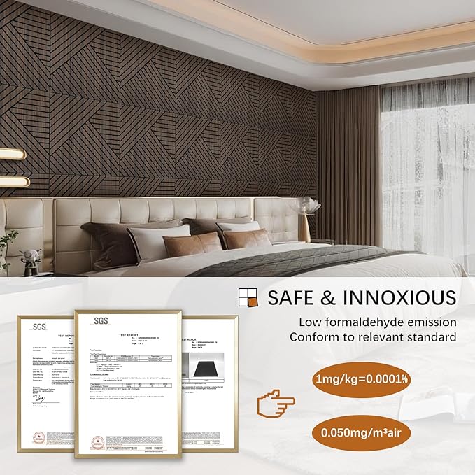 4 Packs Acoustic Wall Panels - Self-Adhesive 3D Wood Slat Wall Panel- Peel and Stick Sound Absorbing Panels for Noise Reducing - Feature Wall Decor for Home & Office