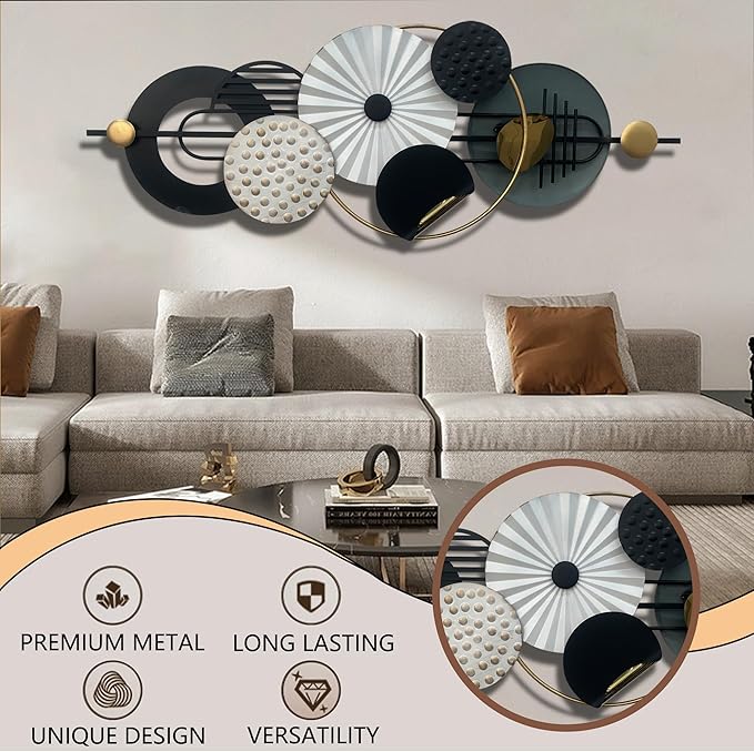 Large Metal Wall Decor Modern Metal Wall Art 3D Wall Sculptures Handmade Wall Hanging Decoration for Living Room Dinning Room Bathroom Entryway Kitchen Office (59''Lx23''W)
