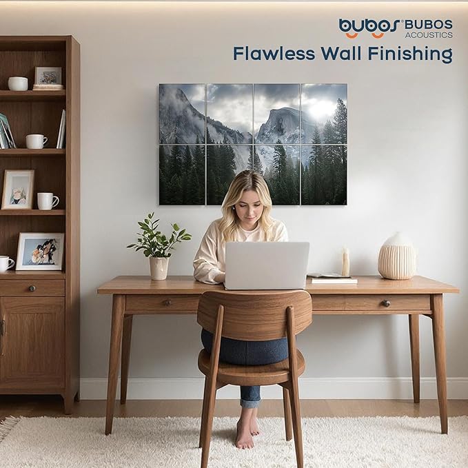 BUBOS 8 Pack Art Acoustic Panels Soundproof Wall Panel,47.2X31.4 Inches Sound Absorbing Panel,Self-Adhesive Decorative Acoustical Wall Panels, Acoustic Treatment for Ceiling Home Office（Forest2）