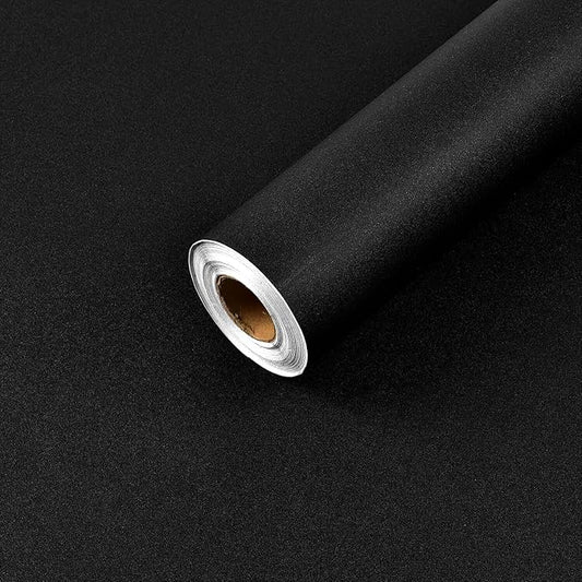 17.51in x400in Black Wallpaper Peel and Stick Removable Modern Black Contact Paper Self Adhesive Textured Decorative Wall Covering Bathroom Kitchen Cabinet Upgrade Thicker