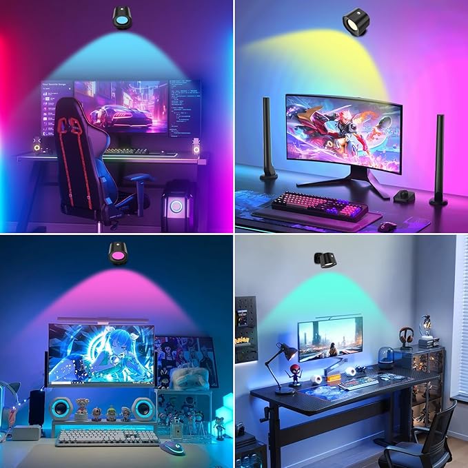 Motion Sensor LED Wall Lights with Remote, Cordless LED Wall Mounted Sconces with RGB & Warm White Lighting, Rechargeable Indoor Wall Lamp for Bedroom Bedside Living Room Corridor Picture