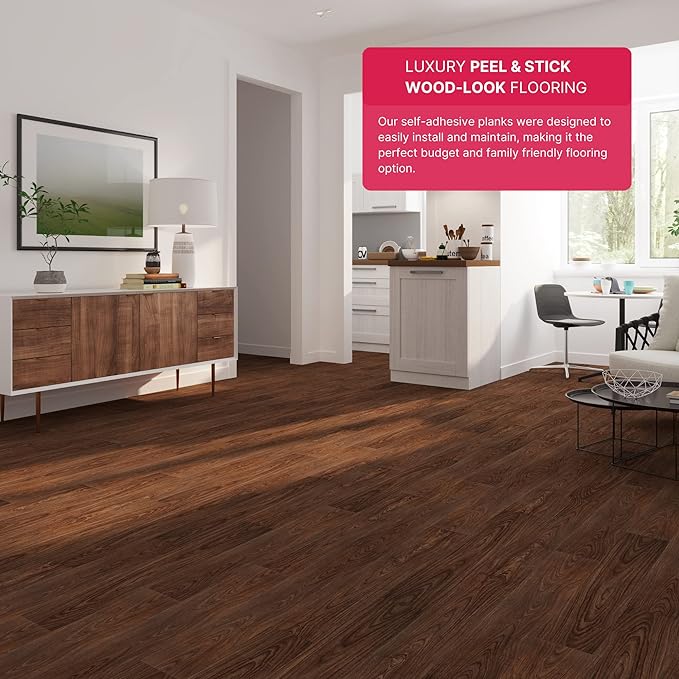 LUCiDA SURFACES Luxury Vinyl Floor Tiles-Peel & Stick Adhesive Flooring for DIY Installation-Sample Wood-Look Plank-6 inch x 12 inch