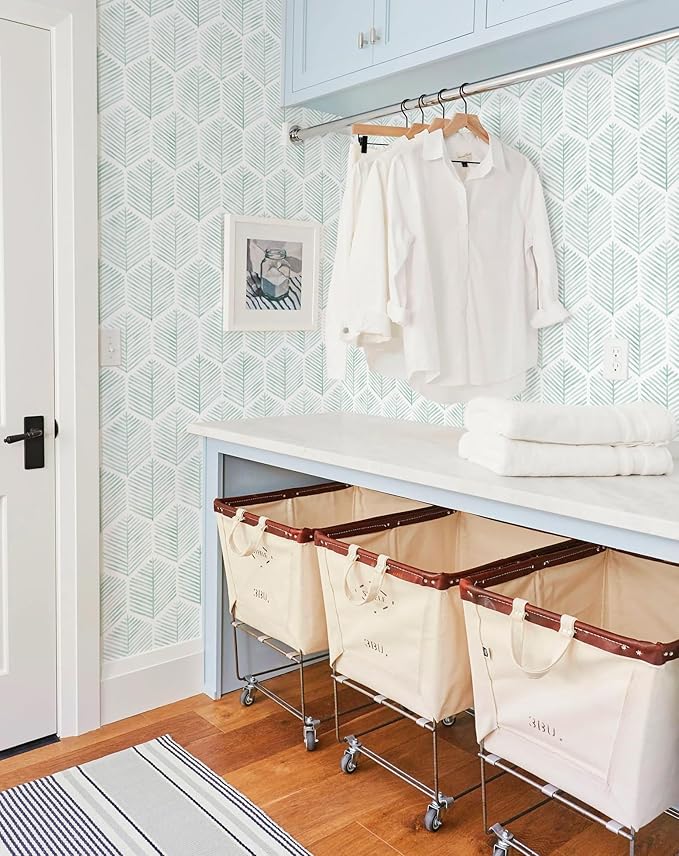 MelunMer Modern Peel and Stick Wallpaper Boho Contact Paper for Cabinets/Drawers 393In L 17.3In W Self Adhesive Removable Wallpaper for Bedroom/Bathroom Waterproof Geometric Contact Paper Green/White