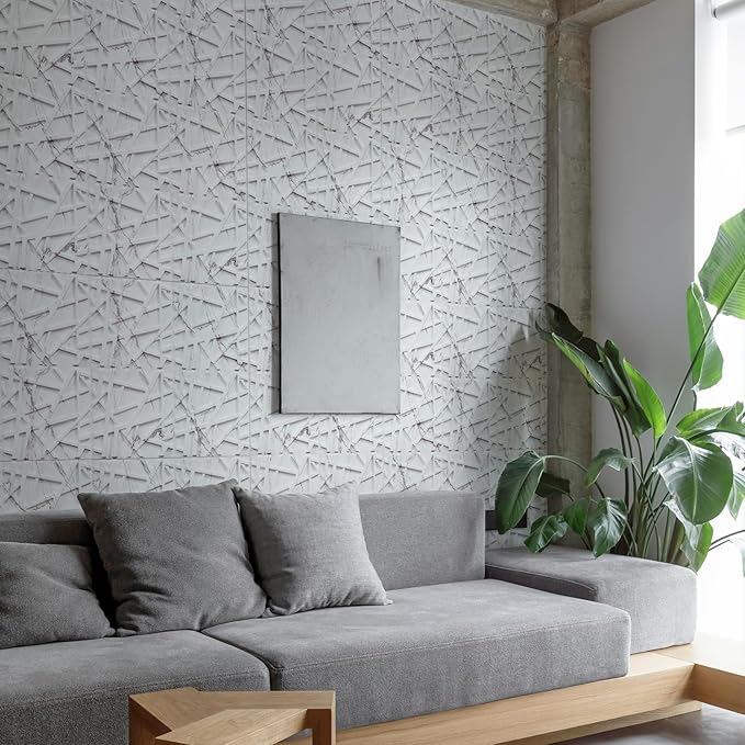 33 Pack 3D Wall Panels for Interior Wall Decor, 12''x12'' White Marble Accent Textured Wall Panels for Living Room, Gaming Room, TV Background, Cover 32 Sq.Ft