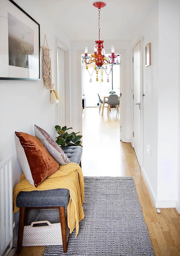 LaLuLa Mini Crystal Chandelier Lighting Colorful Chandeliers Small 4 Light Chandelier with Multicolor Acrylic Crystals Pendant Light Fixtures