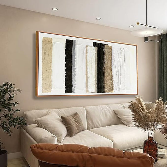 Abstract Canvas Wall Art Decor Maximalist Home paintings Decor Wall Art Prints Modern Framed Wall Decorations Multicolor Overlapping Strips Artwork 20×40 inch for Living Room Wall Bedroom Kitchen Office Decor