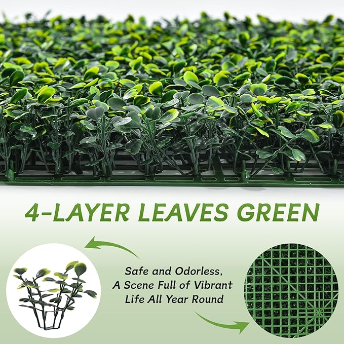 Artificial Grass Wall Panels 40"x120" (33.33 sqft) - UV Protected Privacy Fence Screen, Hedge Green Wall Decor Backdrop，Realistic Fake Grass Backdrop for Indoor Weddings & Outdoor Gardens