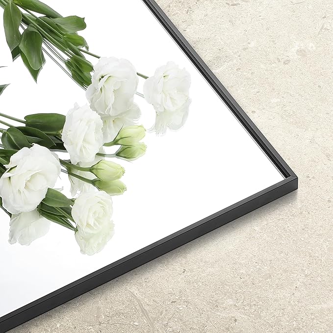 24x40 Inch Black Bathroom Mirror for Wall, Aluminum Frame Rectangle Rectangular Vanity Mirror, Modern Large for Bedroom, Living Room, Horizontal or Vertical