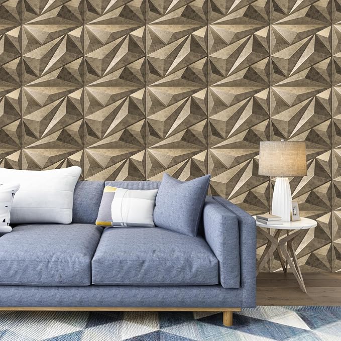 Art3dwallpanels PVC 3D Wall Panel Diamond for Interior Wall Décor, Wall Decor PVC Panel, 3D Textured Wall Panels, Pack of 12 Tiles, Antique Gold