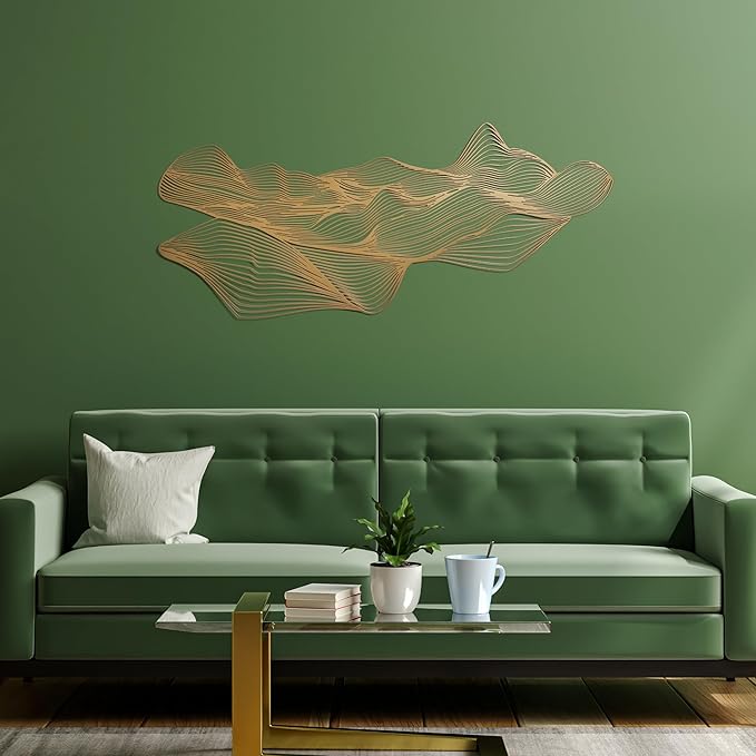 NEODECO Sand Dune Metal Wall Art, Minimalist Living Room Decor, Desert Nature Abstract Line Art, Bedroom Home Housewarming Gift, Large Office Wall Art (Black, Large)