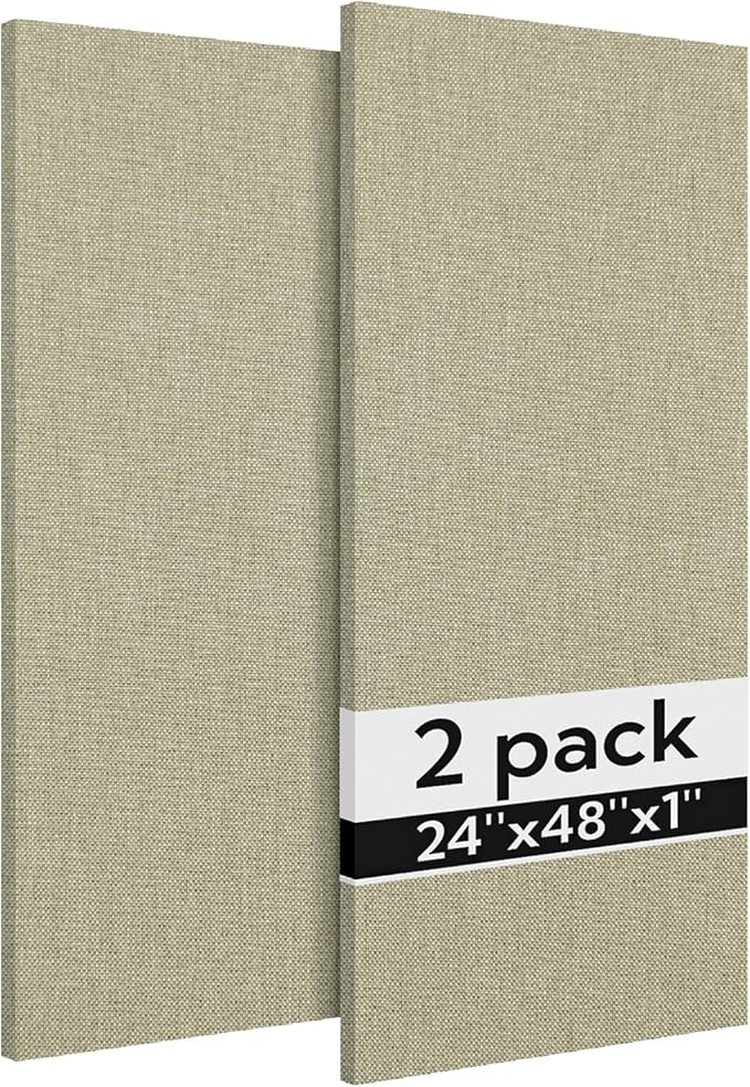 Olanglab Acoustic Panels 2 Pack, 48''x24'' Large Sound Panels, Fabric Wrapped Sound Proof Foam Panels for Walls, Sound Absorbing Panels for Recording Studio Acoustical Treatments (Ivory)
