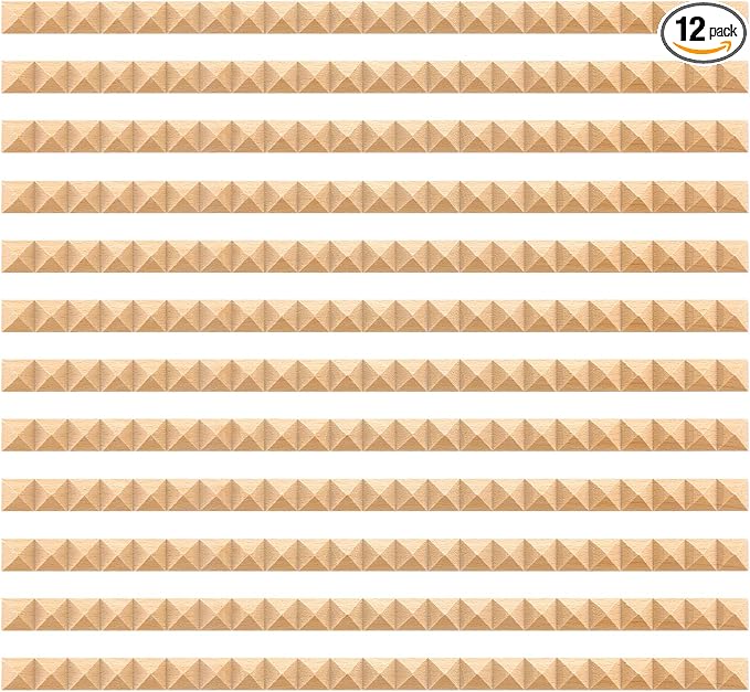 Nuanchu 12 Pcs Unfinished 3D Decorative Wood Trim Molding 15.75inch Decorative Wood Molding Cute DIY Trim for Home Wall Cabinet Shelf Window Door(Triangle,25mm)