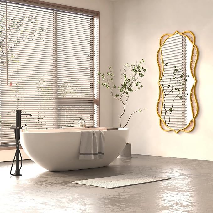 Bathroom Gold Wall Mirror: 30"x60"Antique Large Mirror for Wall - Vertical or Horizontal Hanging - Home Decor for Living Room/Entryway/Fireplace/Hallway