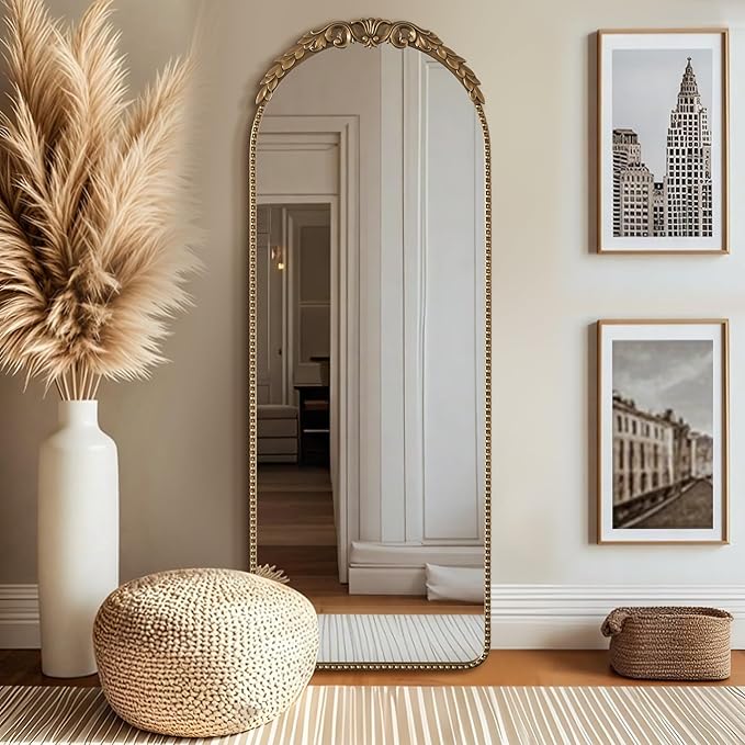 Large Gold Floor Mirror: 56"x 21" Vintage Full Length Mirror - Traditional Ornate Baroque Antique Body Mirrors for Bedroom/Cloakroom/Entryway/Hallway/Wall - Home Decor for Living Room