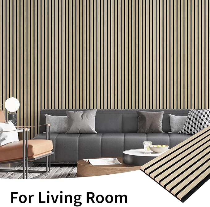 Art3dwallpanels Wood Slat Wall Panel, 108'' x 13'' Wood Panels for Wall 2 Pack 3D Soundproof Wall Panels, Large Acoustic Panels Sound Absorbing for Interior Ceiling and Wall Decor Noise Reduction,Oak