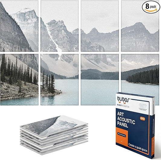 BUBOS 8 Pack Art Acoustic Panels Soundproof Wall Panel,47.2X31.4 Inches Sound Absorbing Panel,Self-Adhesive Decorative Acoustical Wall Panels, Acoustic Treatment for Ceiling Home Office（Lake）