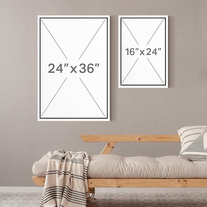 MUDECOR Framed Wall Art Print Set Minimalist Subtle Birds in Motion Illustrations Modern Art Boho Decorative Colorful Chic for Living Room, Bedroom, Office - 24"x36"x3 White