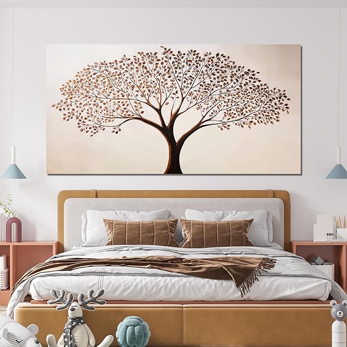 Canvas Art Wall Decor Modern Tree of Life Wall Art Prints Minimalist Botanical Wall Art Decorations Wall Art Pictures for Living Room Browm Artwork for Walls Bedroom Office Decor Aesthetic 20" X 40"