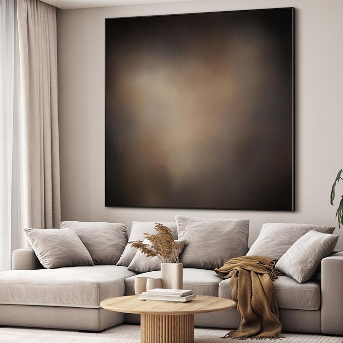 72"x72" XL Framed Wall Art - Moody Brown and Black Toned Abstract Design (Frame Assembly Required)
