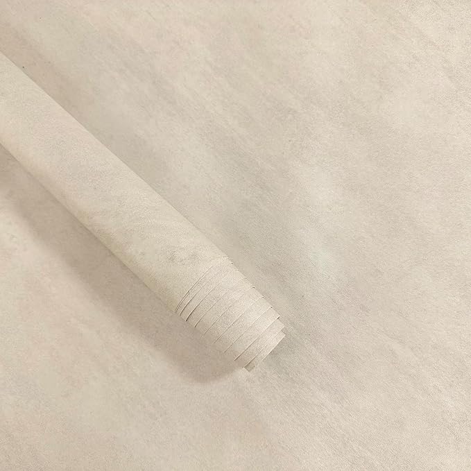 Beige Peel and Stick Wallpaper 16" x 590" Cream and Greige Concrete Contact Paper PVC self-Adhesive Waterproof Matte limewash Vinyl Removable Living Room Kitchen Bathroom Dorm Gym