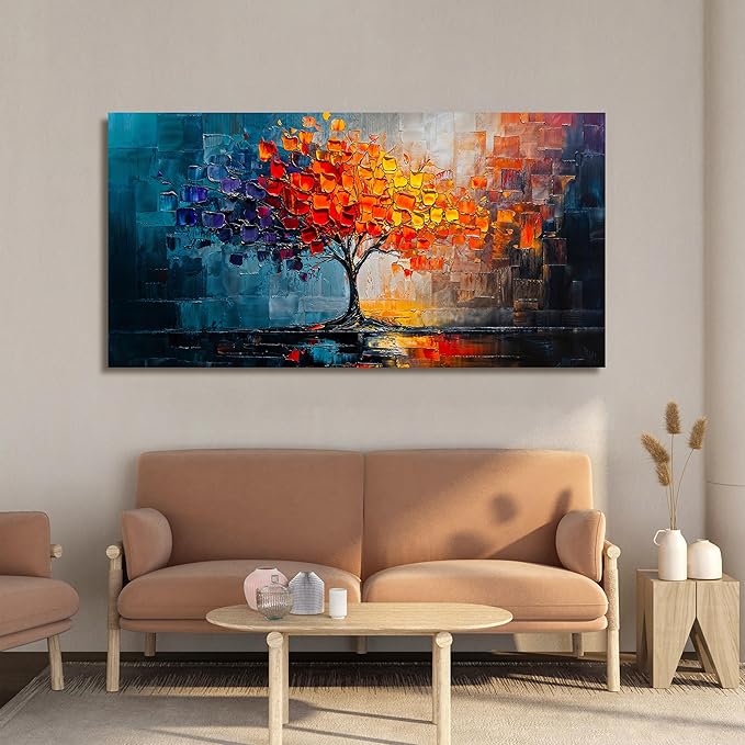 Canvas Wall Art Decor Modern Wall Art Pictures for Living Room Tree of Life Wall Art Decor Colorful Wall Art Prints Canvas Art Wall Decor Artwork for Walls Kitchen Bedroom Office Wall Decor 20" X 40"